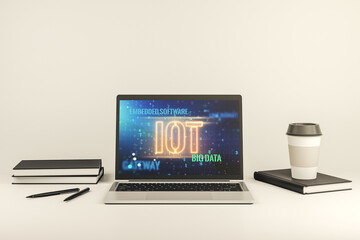 Aufkleber - Creative IOT concept on modern laptop screen. 3D Rendering