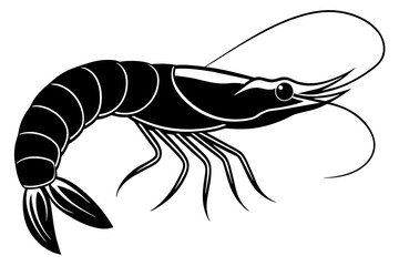 Sticker - shrimp silhouette vector illustration