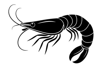 Sticker - shrimp silhouette vector illustration