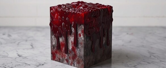 Wall Mural - Brain with slime on cube