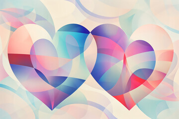 Wall Mural - Abstract background with two hearts, graphic art of geometric shapes