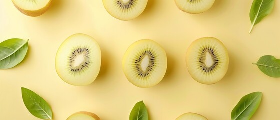 Wall Mural - Ripe fresh fruit slices sliced kiwi