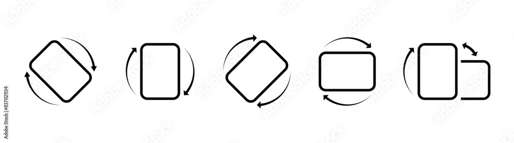 rotate icon set. flat graphical symbol of movement, rotation collection ...