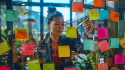 Wall Mural - the woman with colorful notes
