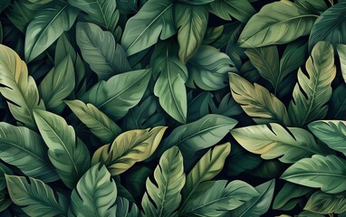 Poster - green leaves background