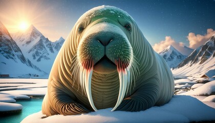 Canvas Print - A walrus on the ice