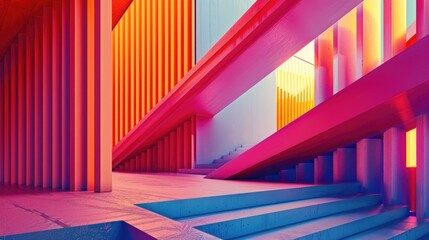 Wall Mural - Colorful Building Staircase