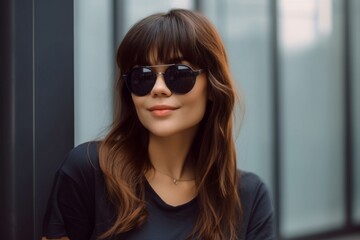 Wall Mural - Outdoor Shot of a Beautiful Young Woman Wearing Sunglasses, a Portrait