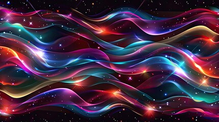 Wall Mural - Shiny abstract background with colorful waves