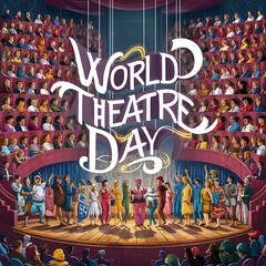 Wall Mural - World Theatre Day (Illustration-typography)