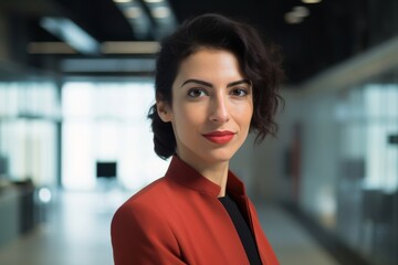 Poster - portrait of businesswoman in modern office