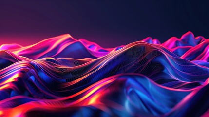 Wall Mural - Digital futuristic background with vibrant waves