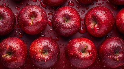 Wall Mural - close up of apple fruit on top view. generative ai 