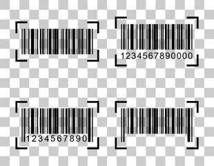 Set of Barcode vector icon. Bar code for web flat design. scanner illustration