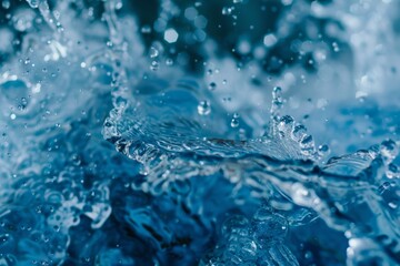 Wall Mural - High-quality image of a refreshing blue water splash with powerful energizing effect