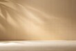 © N7 - Light Tan Blur: A minimalist Light Tan blurred background with gentle shadows on the floor and wall, perfect for product display.