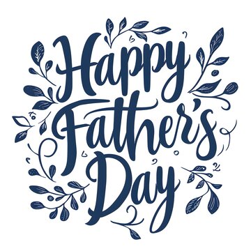 Happy Father's Day poster or banner On floral pattern design illustration, Navy on white. 