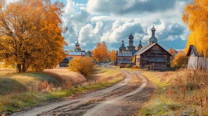 Wall Mural - Beautiful Suzdal with historic monasteries, charming wooden houses, and picturesque landscapes