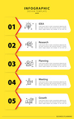 Timeline infographic template yellow background. 5 Step timeline journey, calendar Flat simple infographics design template. presentation graph. Business concept with 5 options, vector illustration.