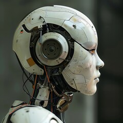 Poster - An abstract, high-tech robot with visible components suggesting an advanced technical wallpaper and background potential for a best-seller concept