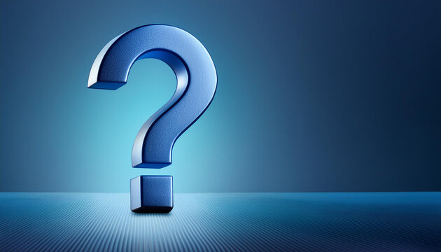 Question mark on blue background. Symbol of doubt and uncertainty. FAQ and QA. Problem solution.