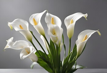 Canvas Print - AI-generated illustration of Vase with assorted flowers on a table against white backdrop