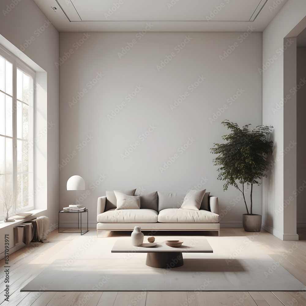 Generate a highly realistic image of a completely empty interior of ...