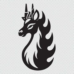 Wall Mural - Simple lama logo icon, black vector illustration on transparent background