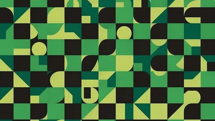 Wall Mural - Abstract background, square geometric shapes, black and green colors