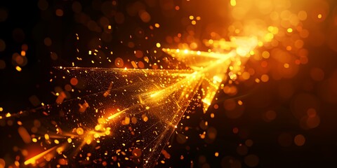 Poster - yellow light shines brightly on a black background with sparkles