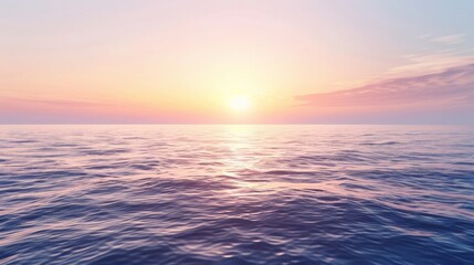 A wide shot of a tranquil horizon at sunset, casting a vibrant glow over a calm sea, evokes a serene mood. Sunset glow over calm sea, vibrant hues, wide shot, tranquil horizon