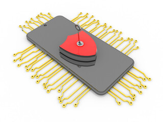 Poster - 3d rendering Transmitter mobile with shield