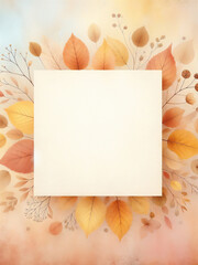 Wall Mural - Autumn background with leaves and square empty place for text.AI