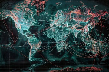 Poster - Global trade network mapping. essential shipping routes and logistics for supply chains