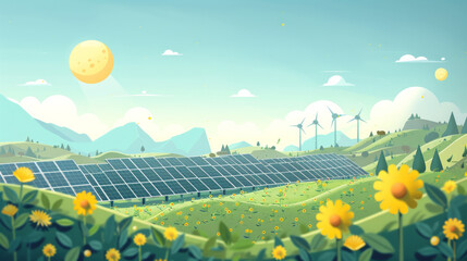 Wall Mural - Nature conservation, clean energy, energy saving innovations infographic concept.