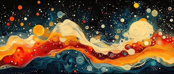 Canvas Print - vibrant cosmic wave merging with starry space in an artistic display