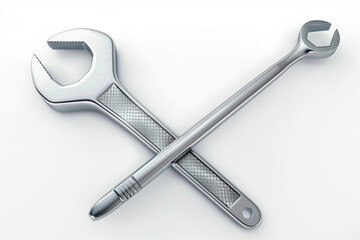 Realistic illustration of a wrench and screwdriver crossed on a clean white background. Tools and repair concept