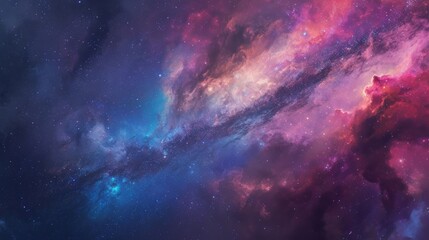 a beautiful and colorful galaxy with many stars and clouds. the colors are purple, blue, and white