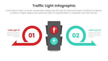 Poster - traffic light infographic template banner with creative arrow outline circle opposite direction with