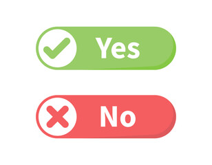 Leinwandbilder - yes and no option icon with tick and cross sign in green and red rounded rectangle. yes and no choic