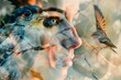 © Pikul - Abstract portrait with layered images of a woman and birds, creating a surreal and dreamlike effect.