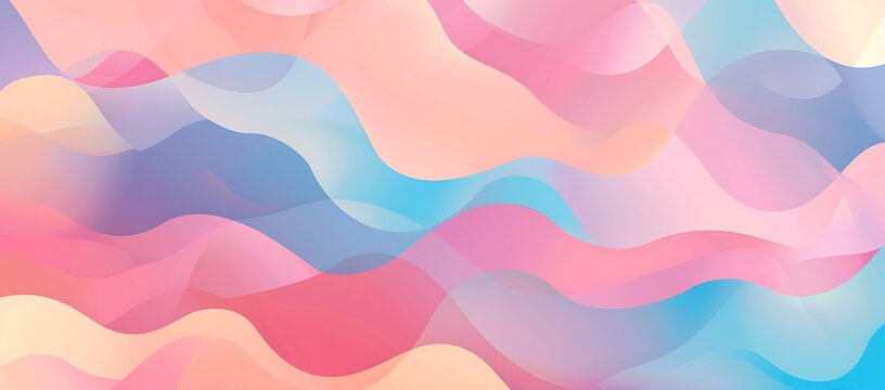 Minimalist Abstract Wave Curve Line Illustration in Blue, Yellow, Red, and Orange Background