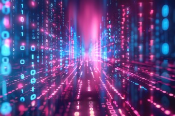 Digital Binary Technology Background created with Generative AI