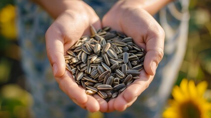 Wall Mural - Vibrant Sunflower Seeds for Healthy Snacking Generative AI