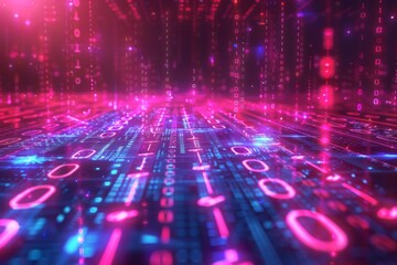 Digital Binary Technology Background created with Generative AI