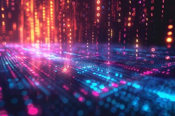 Digital Binary Technology Background created with Generative AI