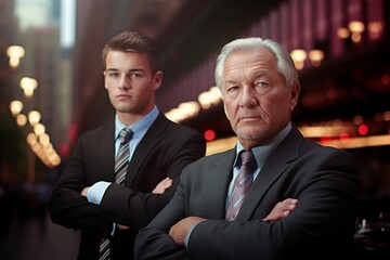 Poster - senior and younger businessmen