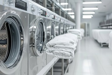 Professional laundry service providing clean white linens for institutions and industries