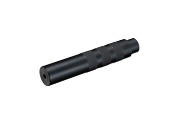 Wall Mural - Black silencer for weapons. Suppressor that is at the end of an assault rifle. Isolate on a white back.