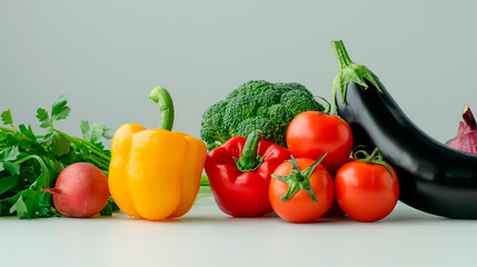 Wall Mural - Fresh vegetables on a light table, close-up